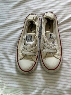 Converse white Canvas Low-Top Sneakers with Red Stripe